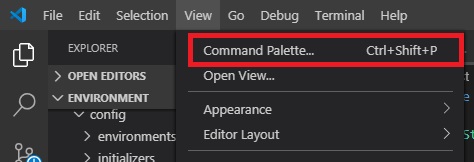 Visual Studio Code でCommand Paletteを選択する